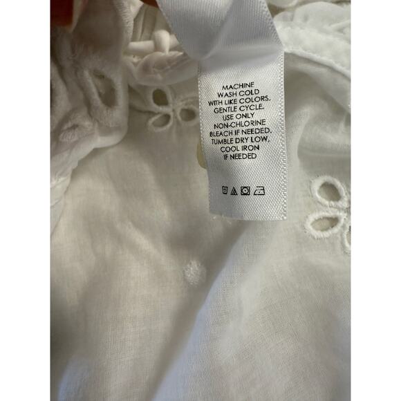 UNSUBSCRIBED Blouse Womens Medium Eyelet Ruffle Boho Embroidered Top Shirt - Picture 10 of 10